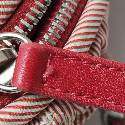 Chanel Bubble Chain Striped Quilted Flap Bag Red/White Tote