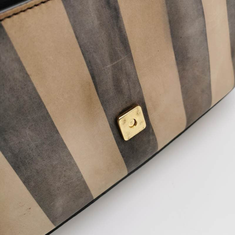 Sold Fendi Baguette Crossbody Bag Leather Beige and Black Stripes