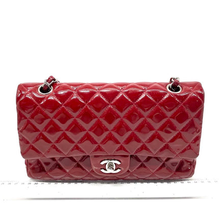 Chanel Classic Flap Medium 2011 Red Patent Leather Silver Hardware