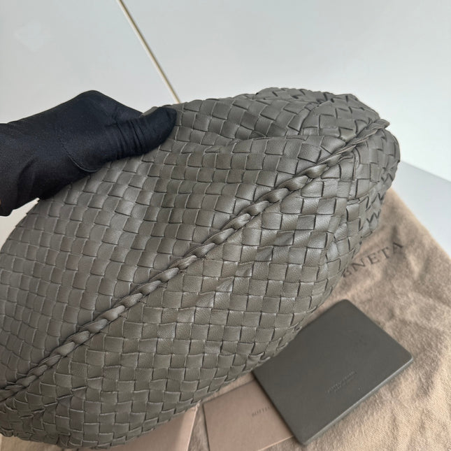 Sold Bottega Veneta Belly Hobo Intrecciato Grey Leather Medium 40cm