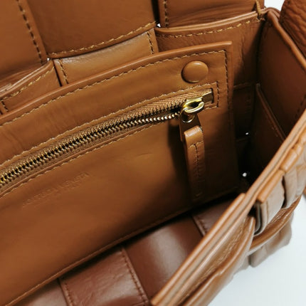 Bottega Veneta Brick Cassette Small Tan Brown Leather Crossbody Bag