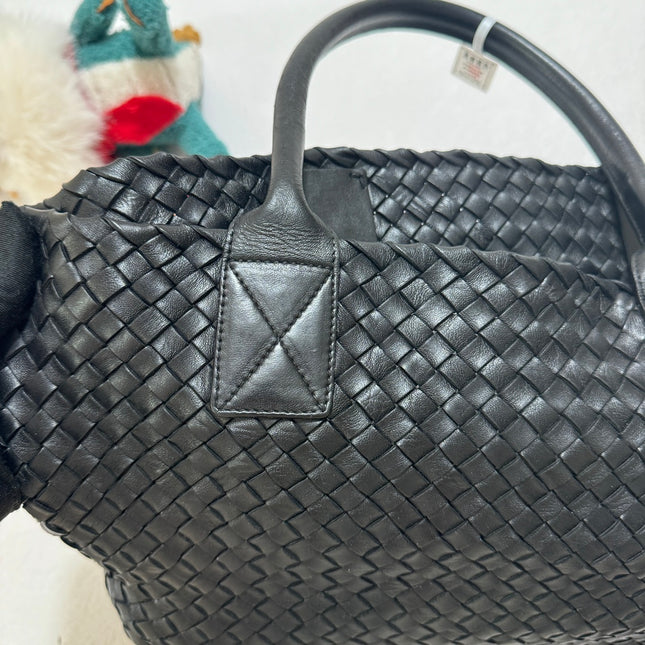 Sold Bottega Veneta Cabat Small Intreccio Leather Tote Bag Black