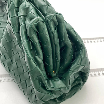 Bottega Veneta Pouch Large Intrecciato Dark Green Calfskin Leather Clutch