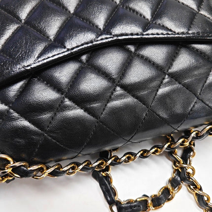 Chanel Timeless Classic Flap Medium Black Lambskin Leather Gold Hardware