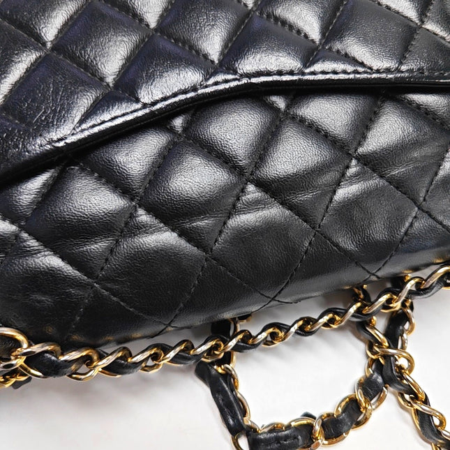 Chanel Timeless Classic Flap Medium Black Lambskin Leather Gold Hardware