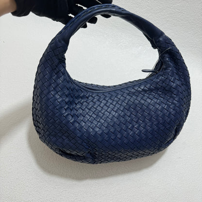 Bottega Veneta Belly Hobo Intrecciato Lambskin Leather Navy Medium 40cm