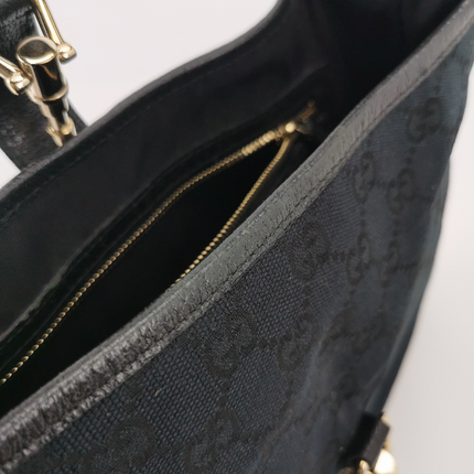 Sold Gucci Jackie 1961 Small Monogram Canvas and Leather Bag Black