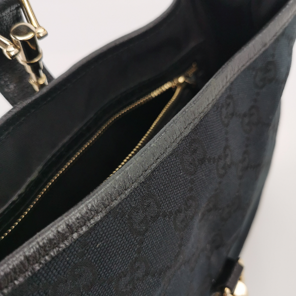 Sold Gucci Jackie 1961 Small Monogram Canvas and Leather Bag Black