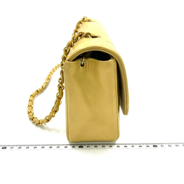 Chanel Diana CC Flap Bag Small Vintage Yellow Lambskin Leather with 24k Gold HW, 1991-1994