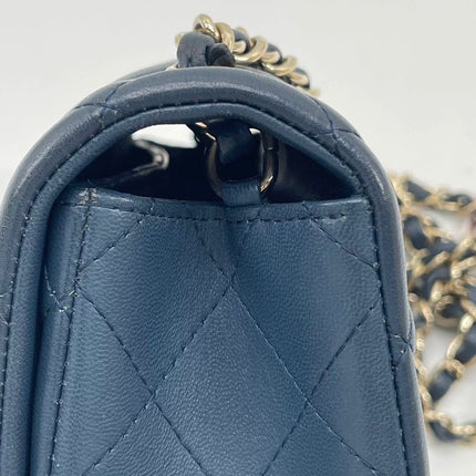 Chanel Classic Flap Rectangular Mini Navy Lambskin Gold Hardware 2016-17