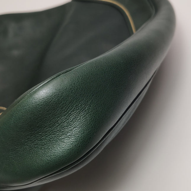 Gucci Jackie Soft Medium Green Leather Shoulder Bag With Strap