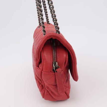 Chanel Shiva Flap Bag Distressed Pink Aged Calfskin Leather Antiqued Silver Hardware