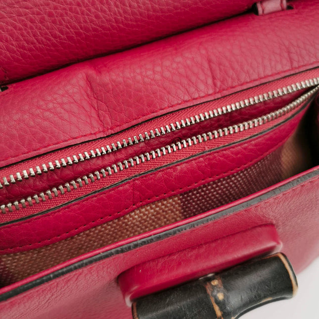 Sold Gucci Pink Leather Small Bamboo Daily Top Handle Bag