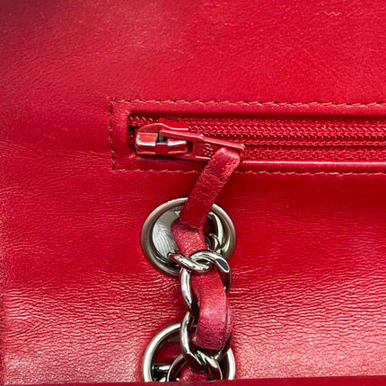 Chanel Classic Flap Medium Red Lambskin Leather with Silver Hardware 2012-13