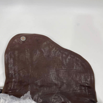 Dior Vintage Gaucho Large Dark Brown Leather Crossbody Bag 36cm
