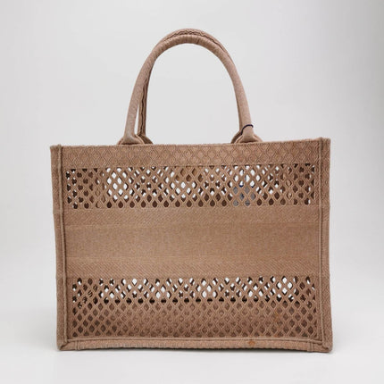 Sold Christian Dior Book Tote Medium Beige Cutout Canvas Handbag
