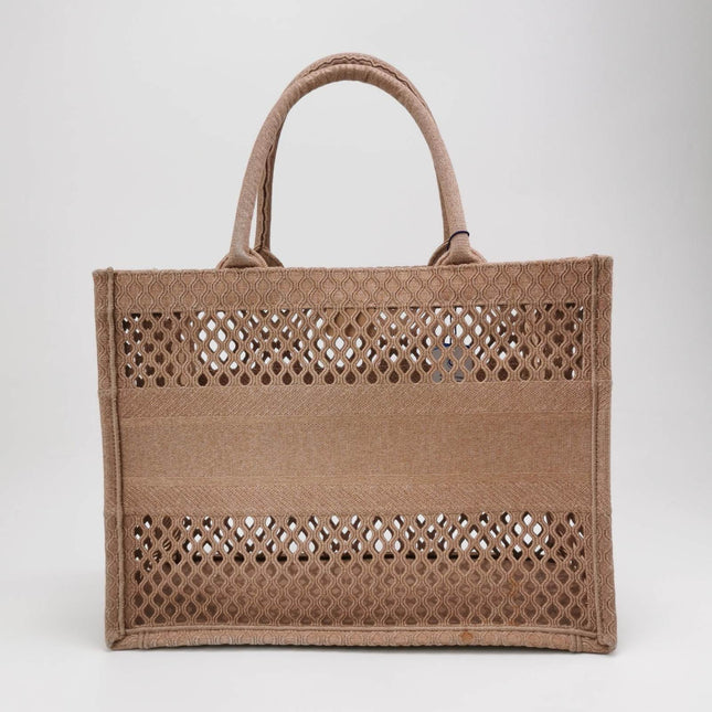 Sold Christian Dior Book Tote Medium Beige Cutout Canvas Handbag