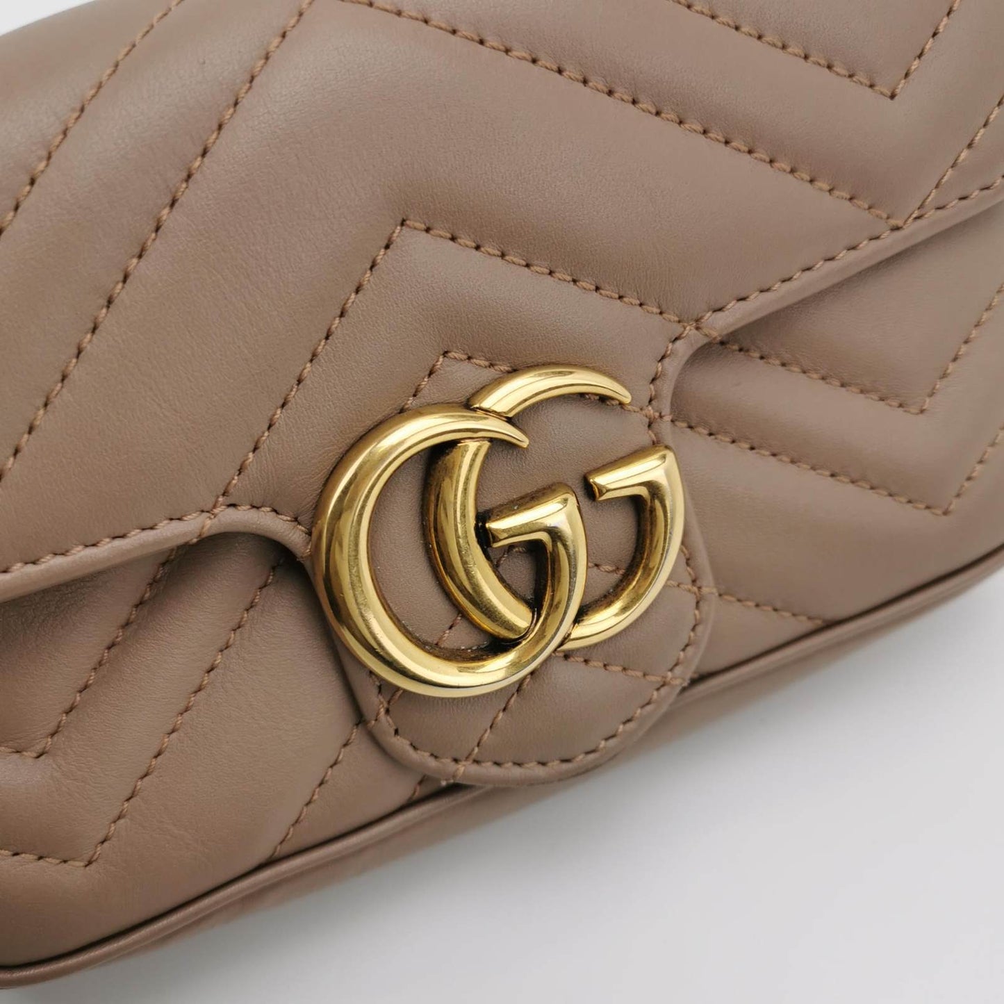 Sold Gucci Marmont Super Mini Flap Leather Bag Beige Leather