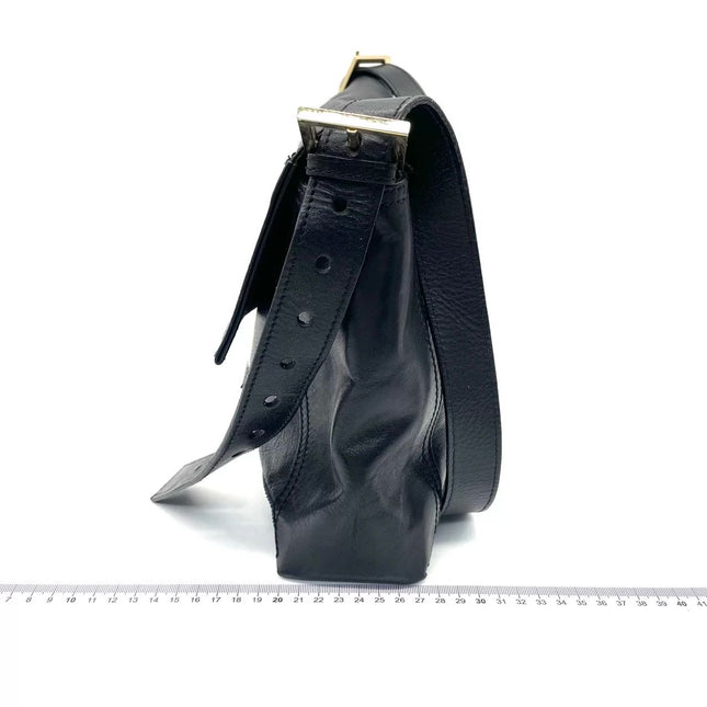 FENDI Baguette Large Black Calfskin Leather Shoulder Bag