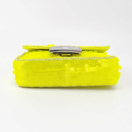 Sold Fendi Baguette Mini Neon Lime Green Sequins Chain Strap Crossbody Bag