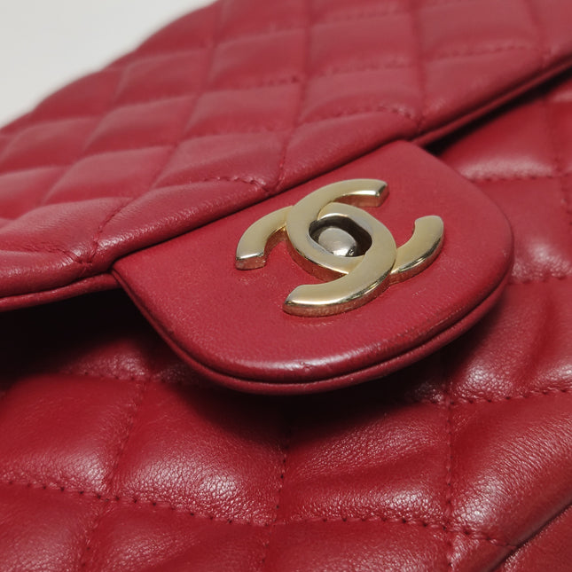 Chanel Seasonal Flap Medium Red Lambskin Leather Valentine Marine Charms