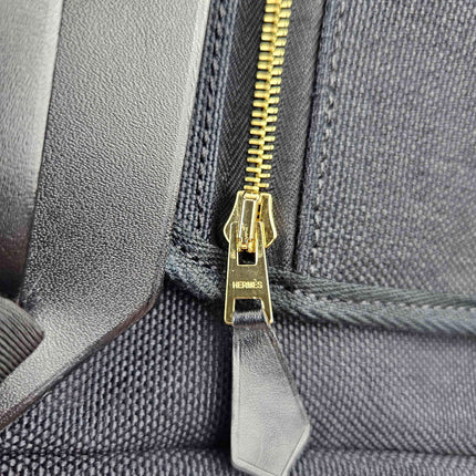 Hermes Herbag 31 Black Canvas Gold Hardware Crossbody Bag