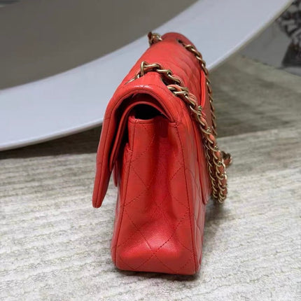 Chanel Classic Flap Medium Red Lambskin Leather with Gold Hardware