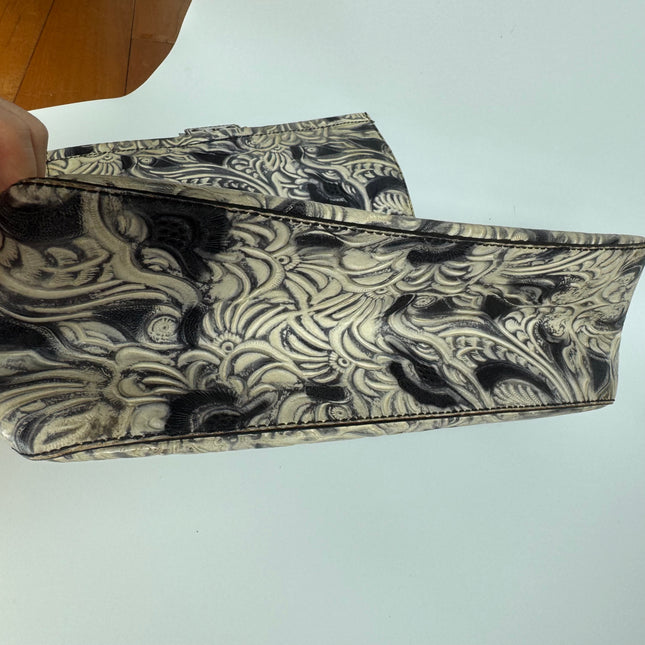 Fendi Mamma Baguette Blue White Flower Embossed Shoulder Bag