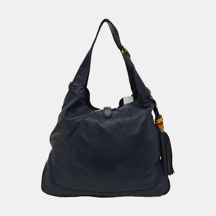 Gucci Jackie Soft Large Navy Leather Shoulder Bag With Strap