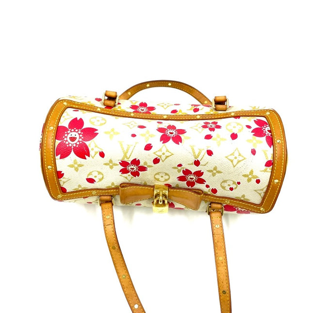Louis Vuitton x Takashi Murakami Papillon 28 Cherry Blossom White Monogram Handbag