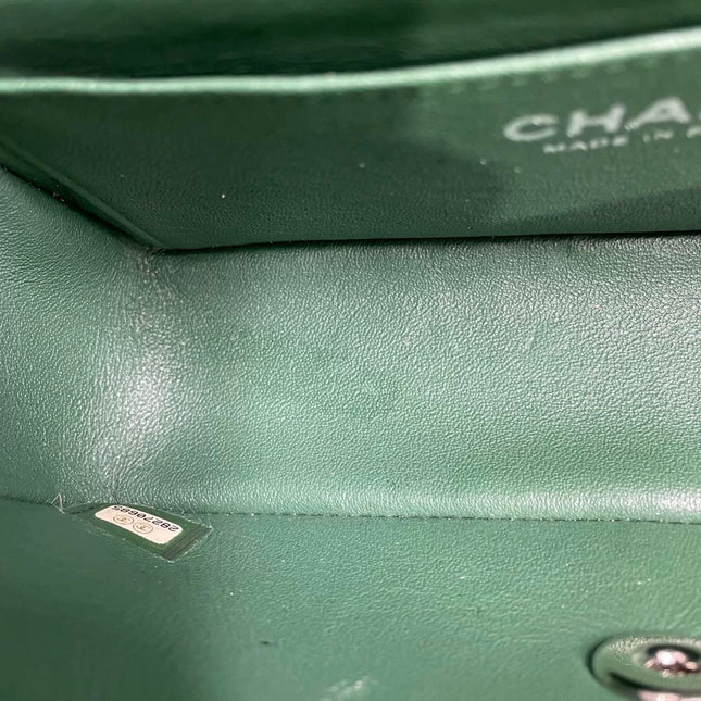 Chanel Classic Flap Mini 2019 Green Lambskin Leather Silver Hardware