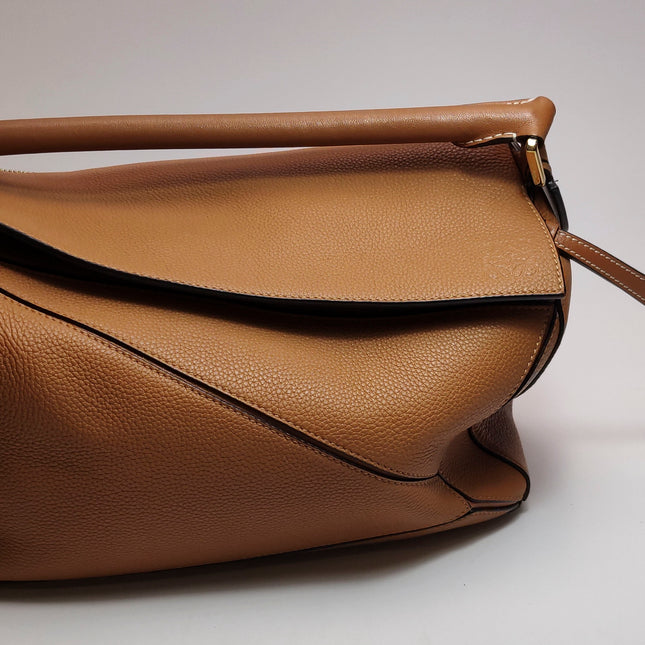 Loewe Puzzle Medium Brown Leather with Embroidered Multicolor Strap