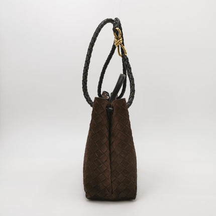 Bottega Veneta Andiamo Medium Dark Brown Suede Handbag