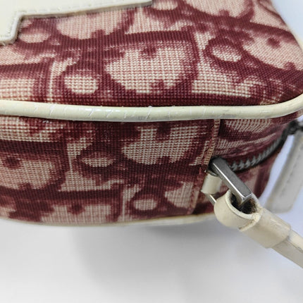 Dior No. 1 Trotter Pochette Clutch Red Oblique Canvas White Patent Leather