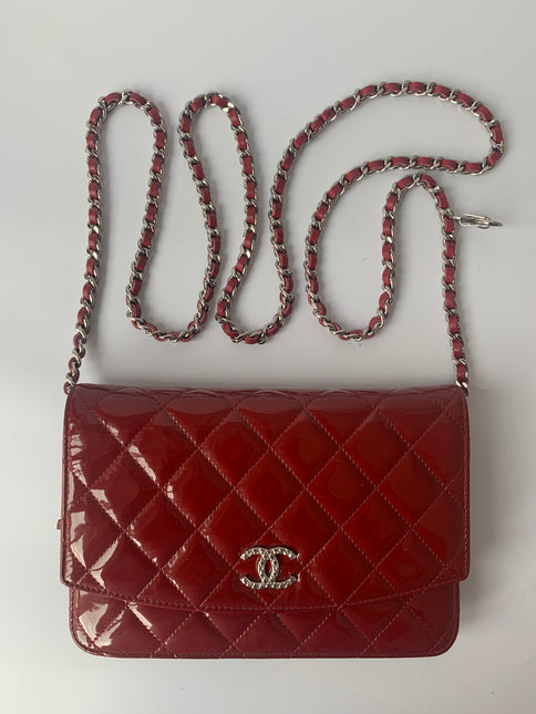 Sold Chanel Wallet On Chains WOC Timeless/ Classic Red Patent Leather