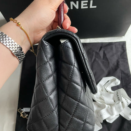 Chanel Coco Handle Medium Black Caviar Leather Silver Hardware, 2021