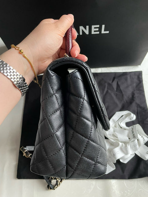 Chanel Coco Handle Medium Black Caviar Leather Silver Hardware, 2021