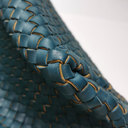 Bottega Veneta Cabat Tote Small/Medium Intreccio Blue Green Leather and Suede Lining 32cm