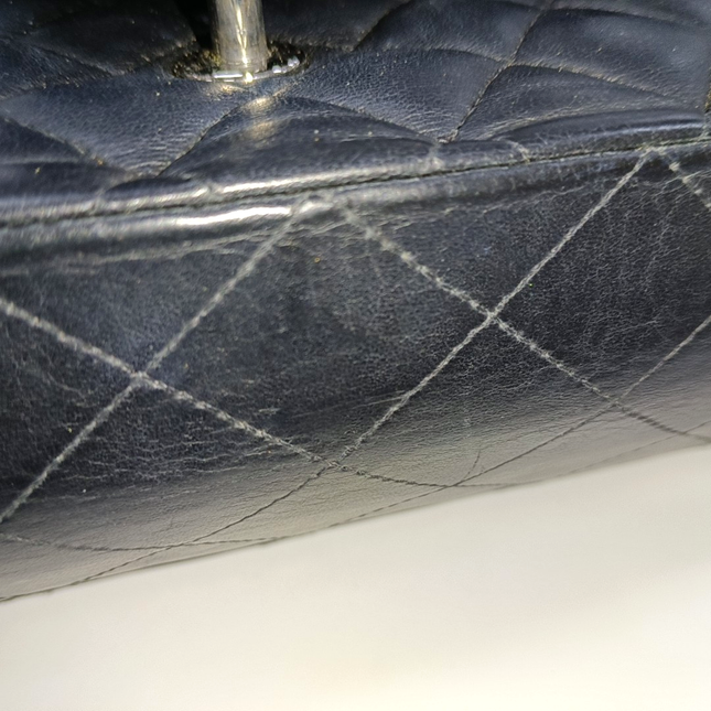 Chanel Timeless Classic Flap Medium Black Lambskin Leather Silver Hardware, 2009-2010