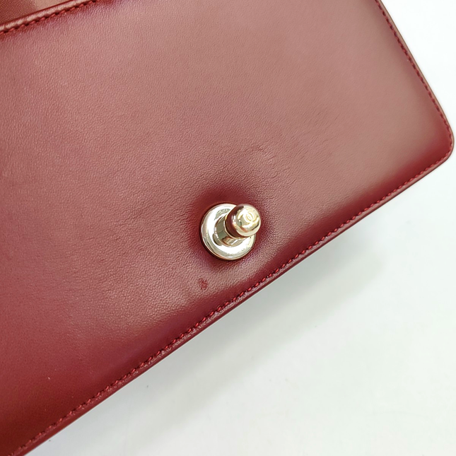 Chanel Le Boy Small Burgundy Lambskin Leather Antiqued Gold Hardware