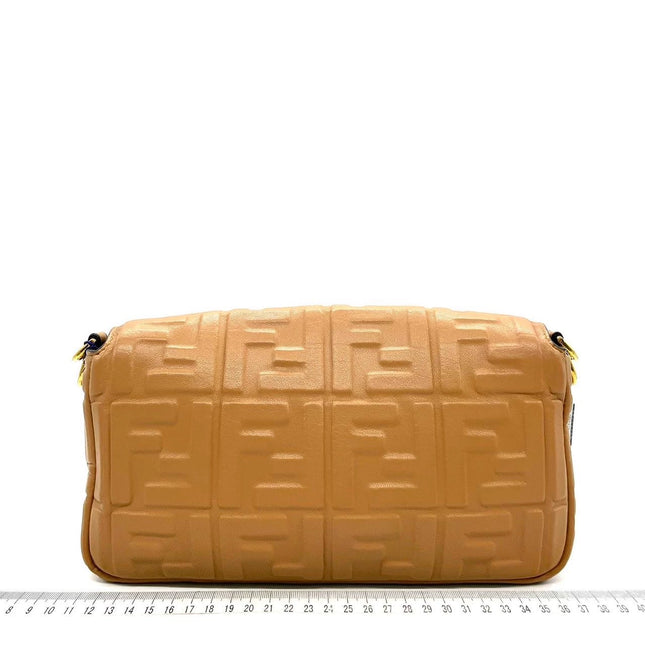 Sold FENDI Baguette Camel Leather 3D FF Motif Crossbody bag