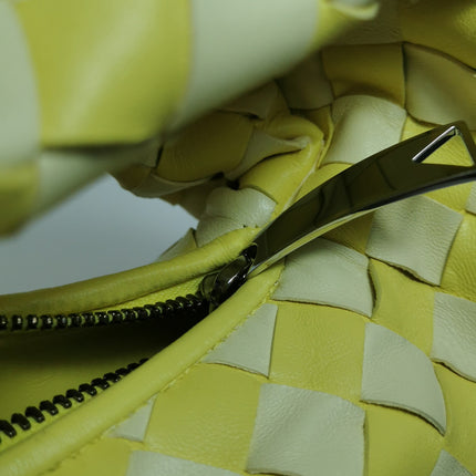 Bottega Veneta Teen Jodie Yellow White Checkered Intrecciato Leather