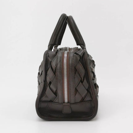 Loewe Amazona 29 in Brown Intrecciato Woven Calfskin Leather Handbag