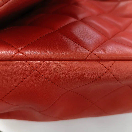 Sold Chanel Classic Flap 2009 Maxi Red Lambskin Leather Gold-tone Hardware