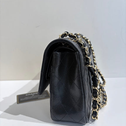 Chanel Classic Flap Medium 2016 Black Pixel Effect Calfskin Leather Gold Hardware