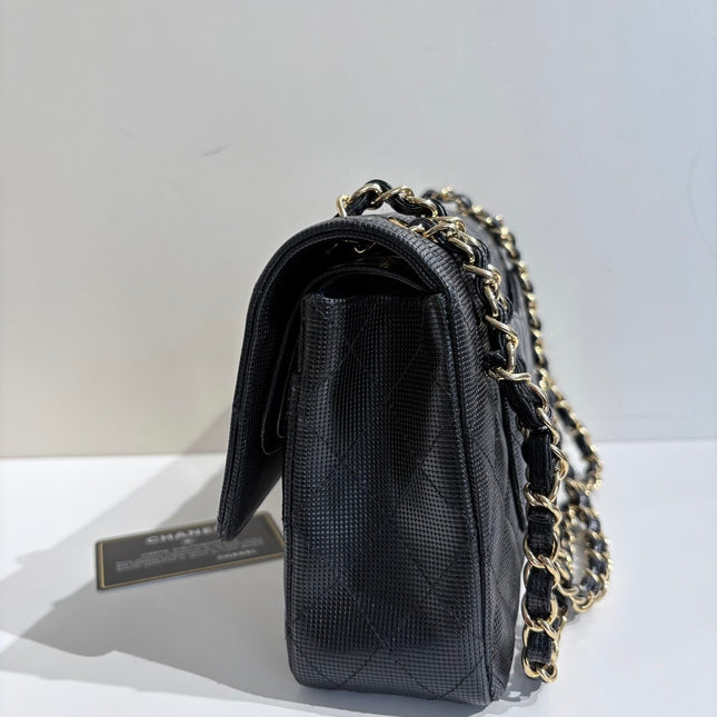 Chanel Classic Flap Medium 2016 Black Pixel Effect Calfskin Leather Gold Hardware