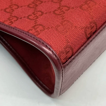 Gucci Jackie Vintage Red Monogram Fabric and Leather Shoulder Bag
