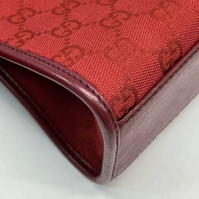 Gucci Jackie Vintage Red Monogram Fabric and Leather Shoulder Bag