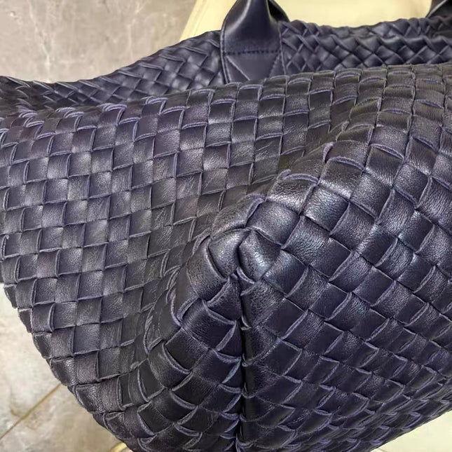 Bottega Veneta Cabat MM Intreccio Leather Tote Bag Navy 40cm