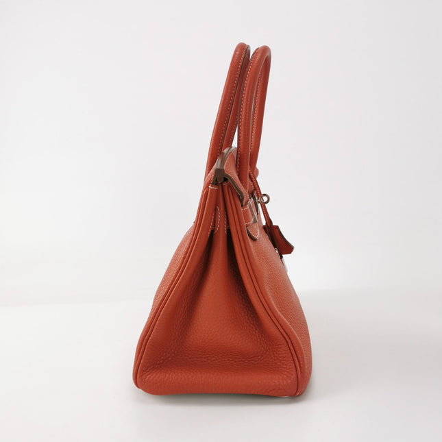 Hermes Birkin 30 Togo Leather Orange 9M Sanguine and White Palledium Hardware 2010